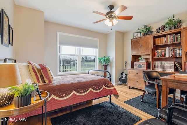 bedroom with light wood-type flooring