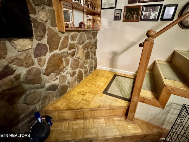 interior space featuring parquet floors