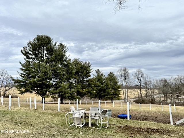 view of yard featuring a rural view