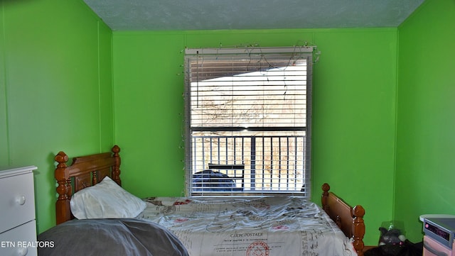 bedroom with a textured ceiling