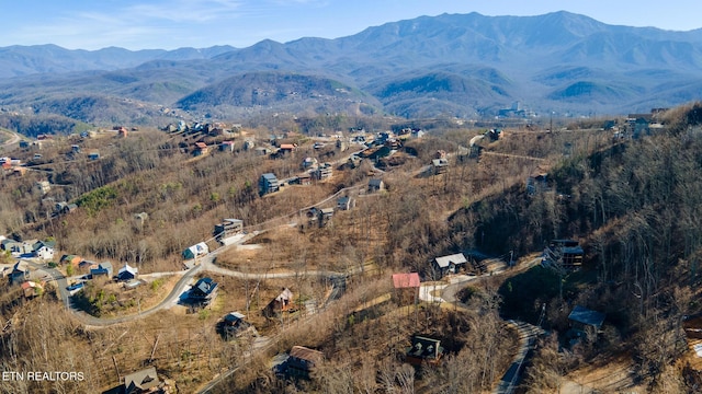 aerial view featuring a mountain view