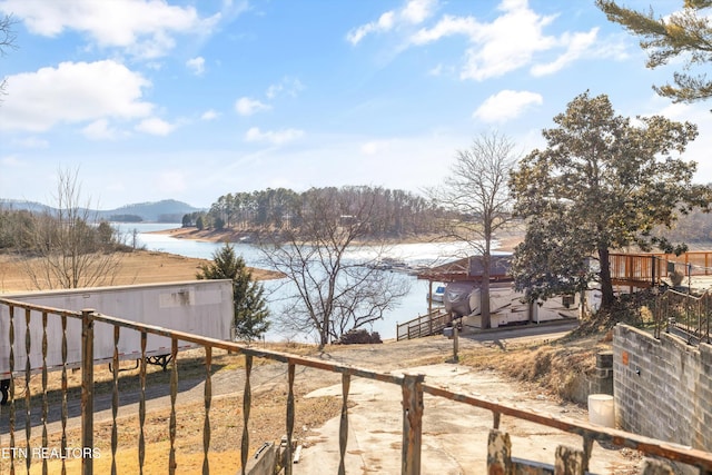 property view of water featuring a mountain view