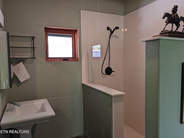 bathroom with sink and a shower