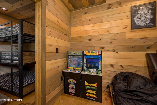 interior space with wood walls