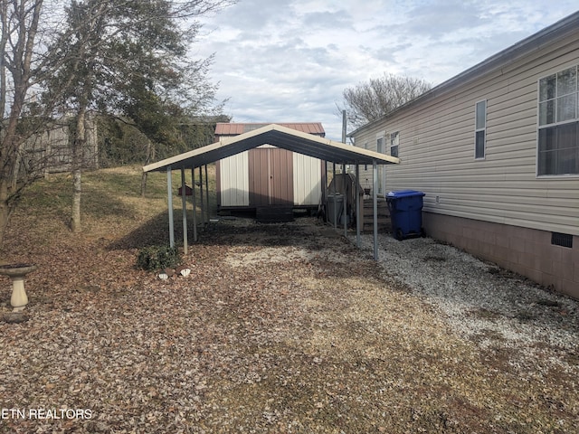 view of home's exterior featuring a carport