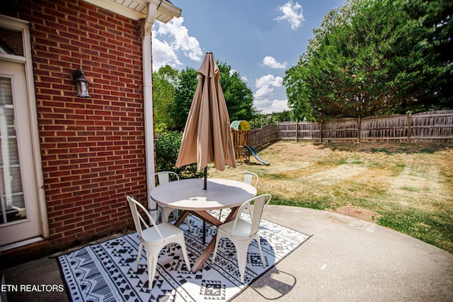 view of patio / terrace with a playground