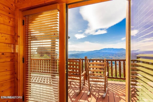 deck featuring a mountain view