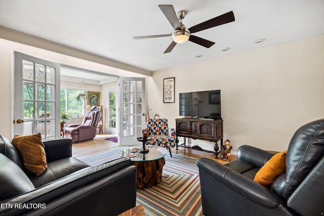 3516 Bluff Point Dr, Knoxville, TN 37920 - living room featuring a ceiling fan and wood finished floors