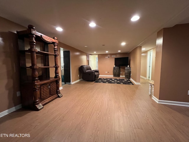 111 Old Evacuation Ln, Oliver Springs, TN 37840 - living room with light wood-style flooring, baseboards, and recessed lighting