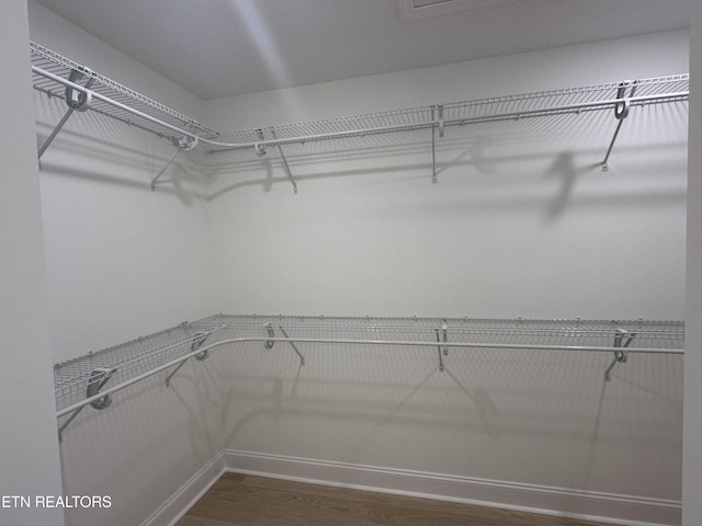 walk in closet featuring wood-type flooring