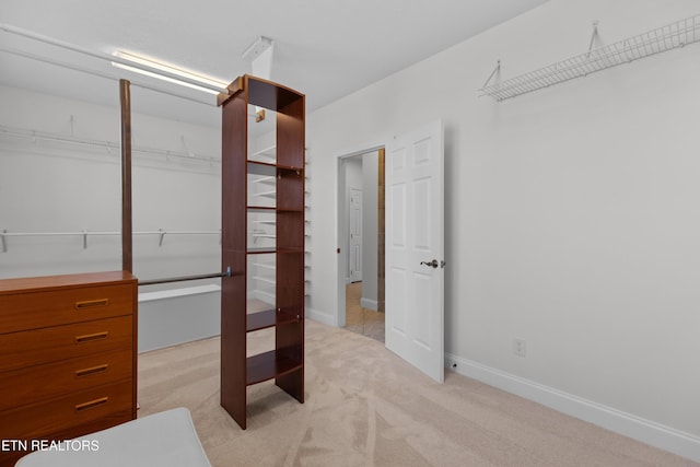 spacious closet with light colored carpet