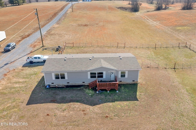 bird's eye view featuring a rural view