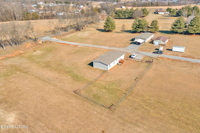 aerial view with a rural view