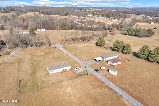 aerial view featuring a rural view