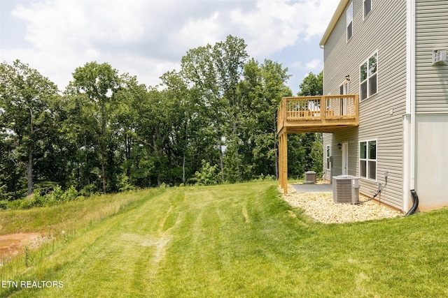 12468 Hatmaker Ln, Knoxville, TN 37932 - view of green lawn featuring a wooden deck and cooling unit