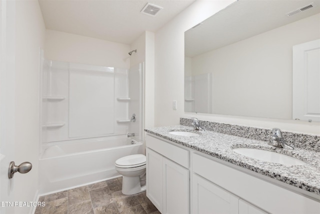 12468 Hatmaker Ln, Knoxville, TN 37932 - bathroom featuring double vanity, toilet, and shower / tub combination