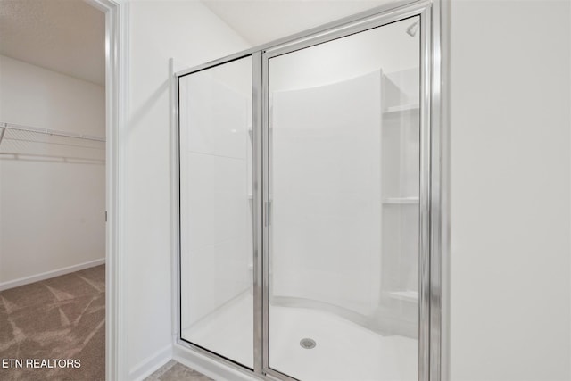 12468 Hatmaker Ln, Knoxville, TN 37932 - full bath featuring a shower stall, a walk in closet, and baseboards