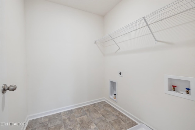 12468 Hatmaker Ln, Knoxville, TN 37932 - laundry room featuring electric dryer hookup, washer hookup, baseboards, and stone finish flooring