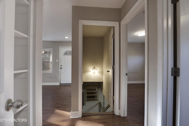 hall featuring dark hardwood / wood-style flooring