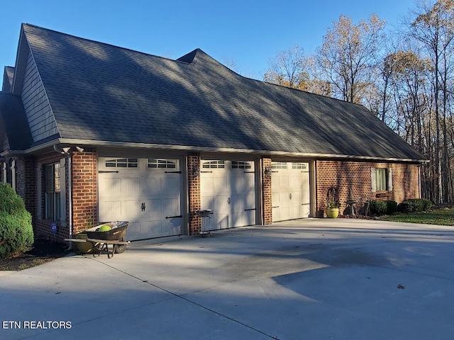 exterior space with a garage