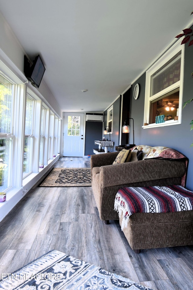 living room featuring dark hardwood / wood-style flooring