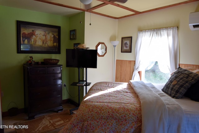 bedroom with a wall mounted air conditioner