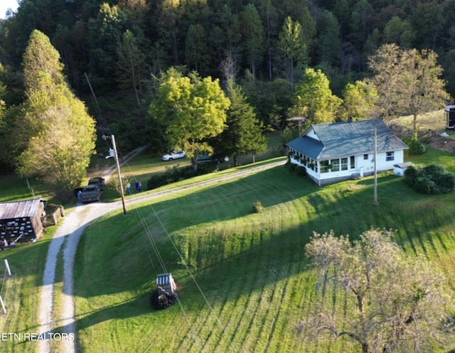 drone / aerial view featuring a rural view