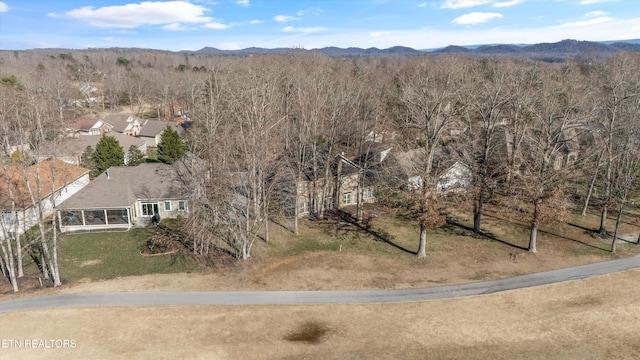 aerial view featuring a mountain view