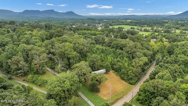 aerial view with a mountain view