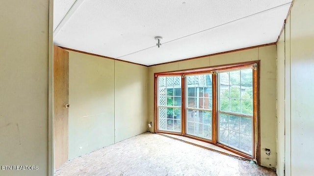 spare room with crown molding