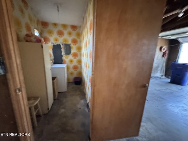 bathroom with concrete flooring