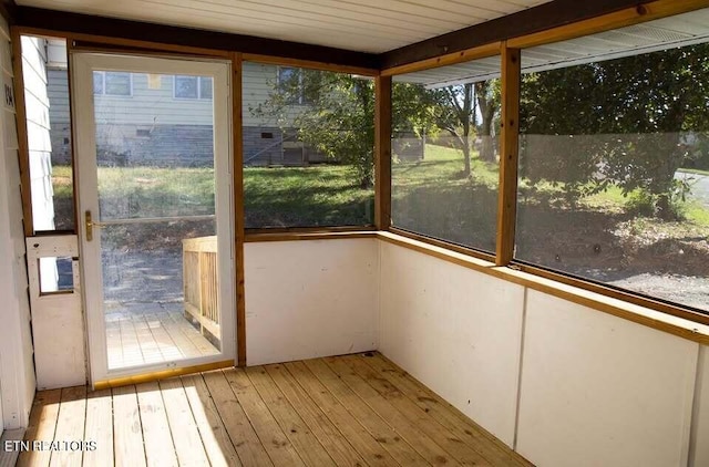 view of unfurnished sunroom