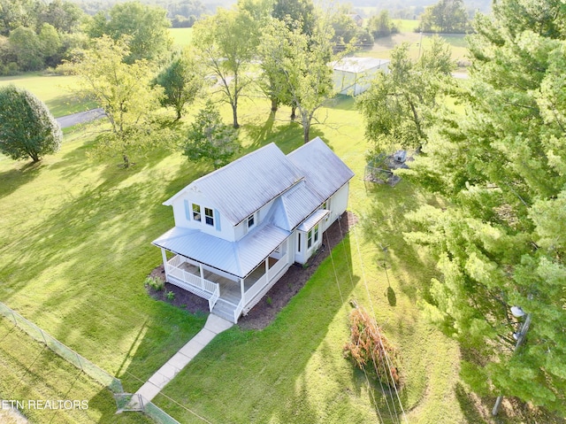 drone / aerial view with a rural view