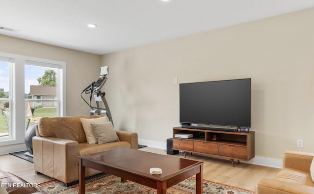 living room featuring light hardwood / wood-style floors