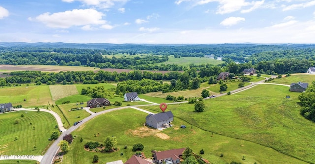 birds eye view of property with a rural view