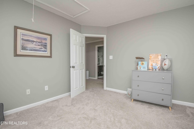 unfurnished bedroom featuring light carpet