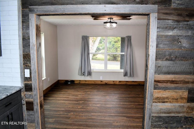 unfurnished dining area featuring dark hardwood / wood-style floors