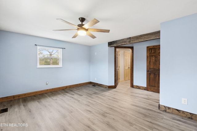 interior space featuring ceiling fan and light hardwood / wood-style floors