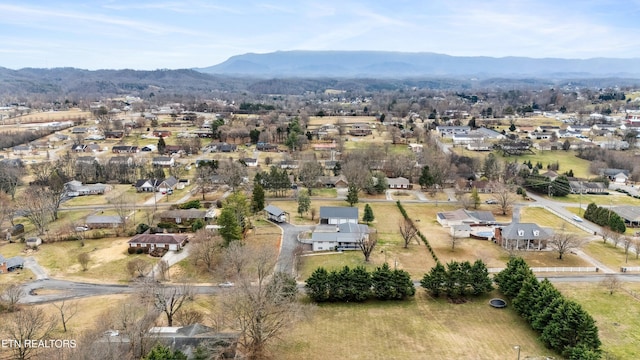 bird's eye view with a mountain view