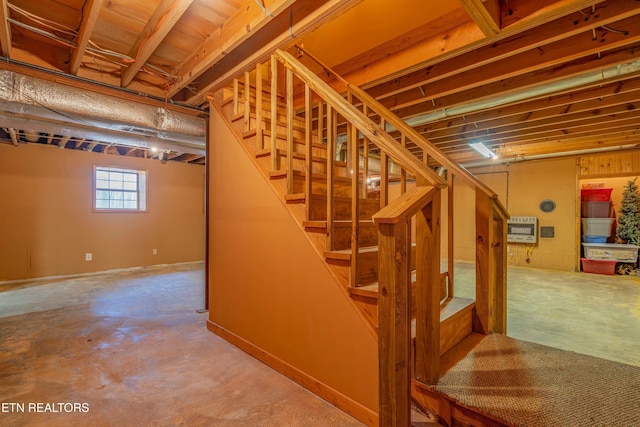 basement with heating unit