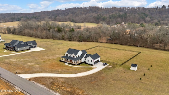 drone / aerial view with a rural view