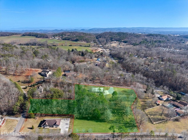 bird's eye view featuring a mountain view