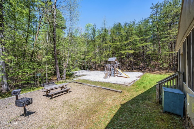 view of yard featuring a playground