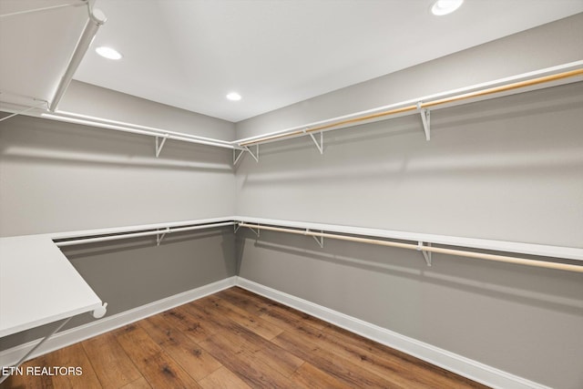 walk in closet with hardwood / wood-style flooring