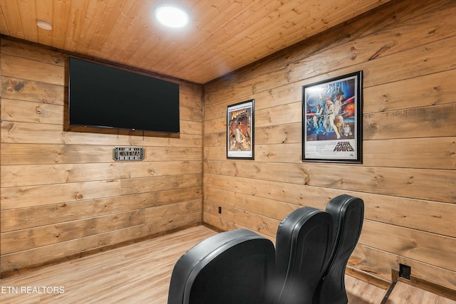 living area with wood ceiling