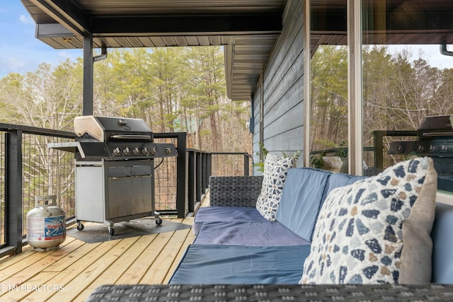 deck featuring area for grilling