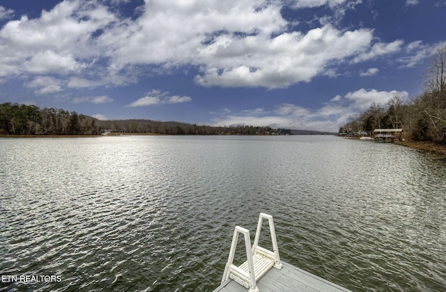 view of dock featuring a water view