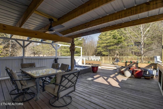 deck featuring ceiling fan