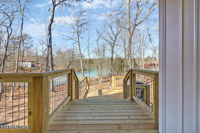 deck with a water view