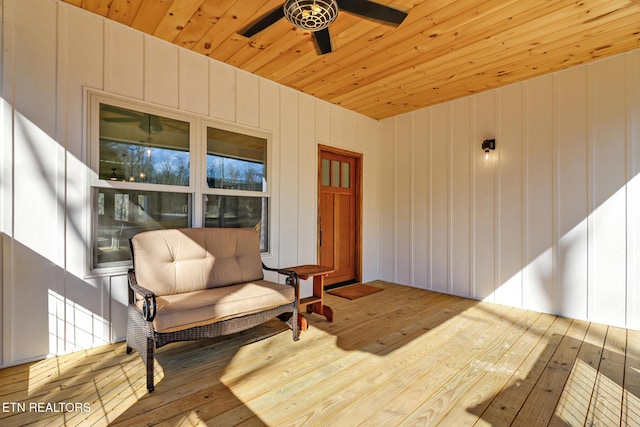 wooden terrace with ceiling fan